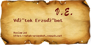 Vétek Erzsébet névjegykártya